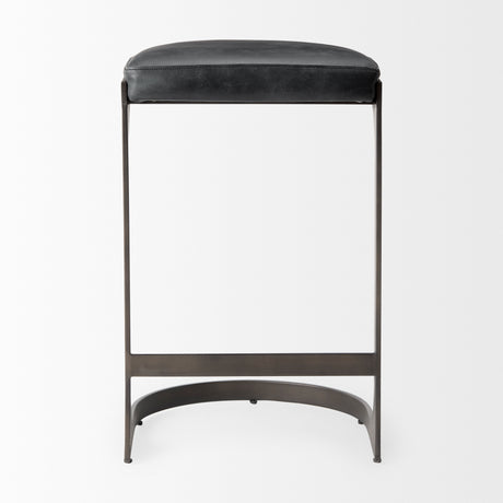 Tyson 17L x 18W x 28H Black Leather W/ Metal Frame Counter Stool from Mercana - Luna Furniture