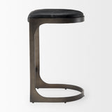 Tyson 17L x 18W x 28H Black Leather W/ Metal Frame Counter Stool from Mercana - Luna Furniture