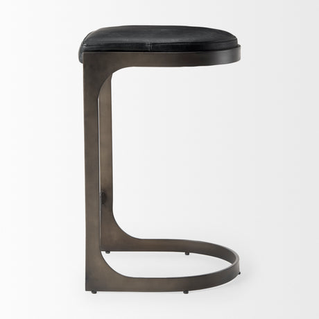 Tyson 17L x 18W x 28H Black Leather W/ Metal Frame Counter Stool from Mercana - Luna Furniture