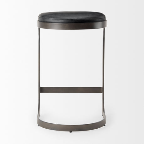 Tyson 17L x 18W x 28H Black Leather W/ Metal Frame Counter Stool from Mercana - Luna Furniture