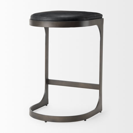 Tyson 17L x 18W x 28H Black Leather W/ Metal Frame Counter Stool from Mercana - Luna Furniture