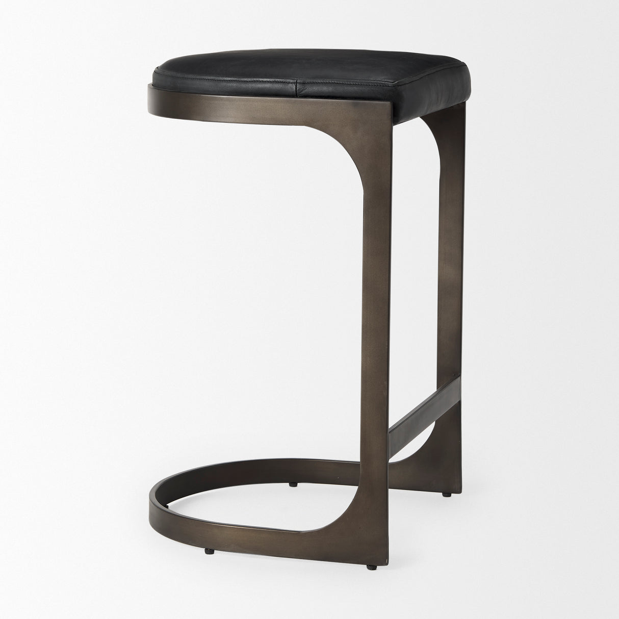 Tyson 17L x 18W x 28H Black Leather W/ Metal Frame Counter Stool from Mercana - Luna Furniture