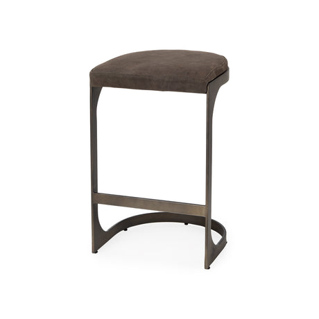 Tyson 17L x 18W x 28H Brown/Gray Suede W/ Metal Frame Counter Stool from Mercana - Luna Furniture