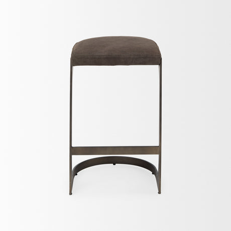 Tyson 17L x 18W x 28H Brown/Gray Suede W/ Metal Frame Counter Stool from Mercana - Luna Furniture