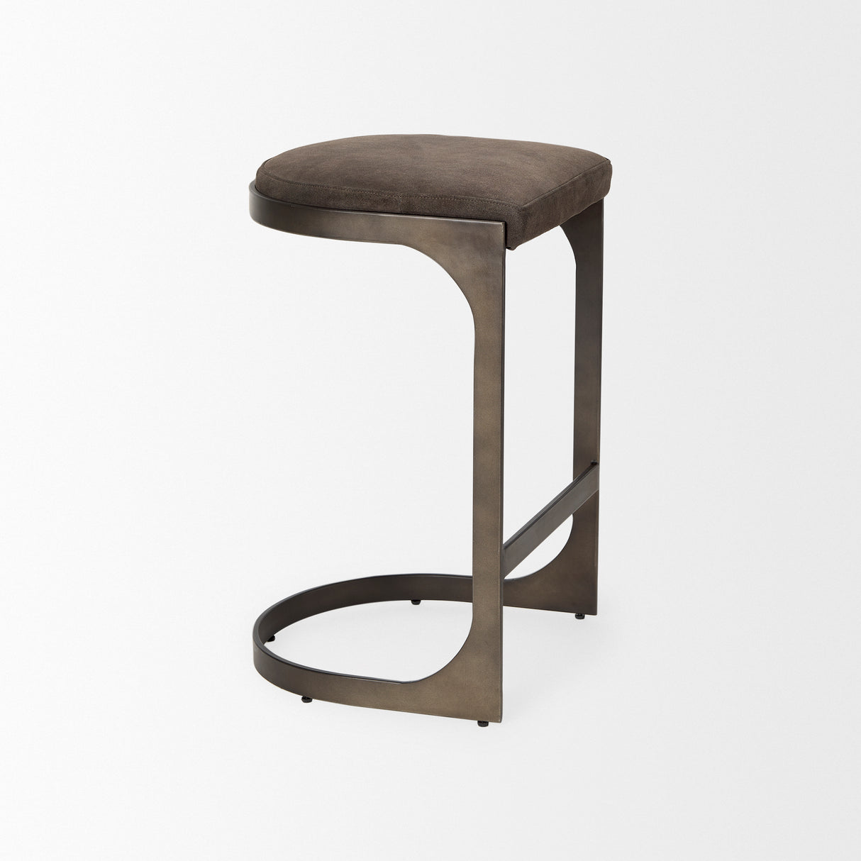 Tyson 17L x 18W x 28H Brown/Gray Suede W/ Metal Frame Counter Stool from Mercana - Luna Furniture