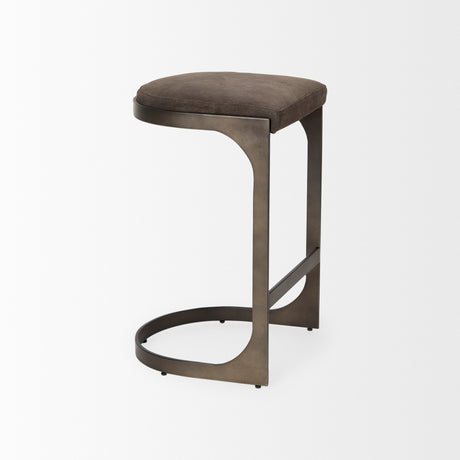 Tyson 17L x 18W x 28H Brown/Gray Suede W/ Metal Frame Counter Stool from Mercana - Luna Furniture