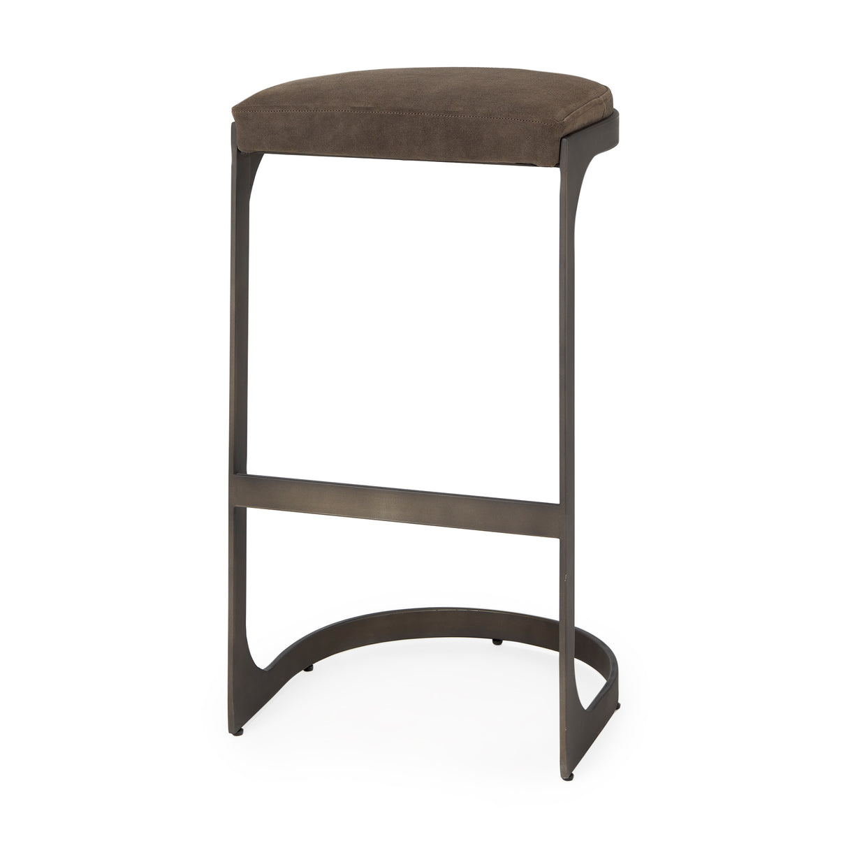 Tyson 17L x 18W x 31H Brown/Gray Suede W/ Metal Frame Bar Stool from Mercana - Luna Furniture