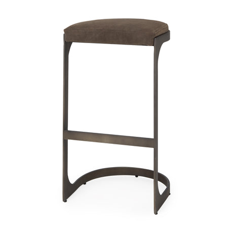 Tyson 17L x 18W x 31H Brown/Gray Suede W/ Metal Frame Bar Stool from Mercana - Luna Furniture