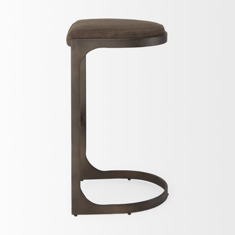 Tyson 17L x 18W x 31H Brown/Gray Suede W/ Metal Frame Bar Stool from Mercana - Luna Furniture