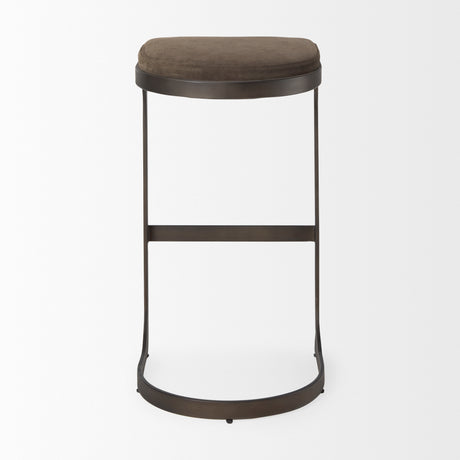 Tyson 17L x 18W x 31H Brown/Gray Suede W/ Metal Frame Bar Stool from Mercana - Luna Furniture