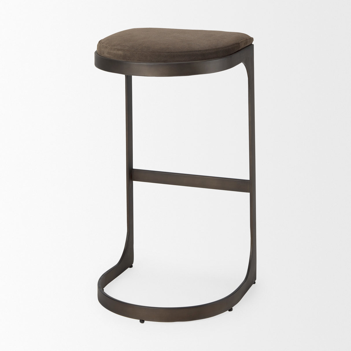 Tyson 17L x 18W x 31H Brown/Gray Suede W/ Metal Frame Bar Stool from Mercana - Luna Furniture