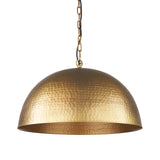 Karina 24" Round Brass-tone Hammered Metal Dome Pendant Light from Mercana - Luna Furniture
