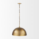 Karina 24" Round Brass-tone Hammered Metal Dome Pendant Light from Mercana - Luna Furniture