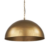 Karina 36" Round Brass-tone Hammered Metal Dome Pendant Light from Mercana - Luna Furniture