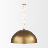 Karina 36" Round Brass-tone Hammered Metal Dome Pendant Light from Mercana - Luna Furniture