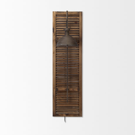 Tiposo 15x53 Brown Wood Slated Body Copper Metal Light Wall Sconce from Mercana - Luna Furniture