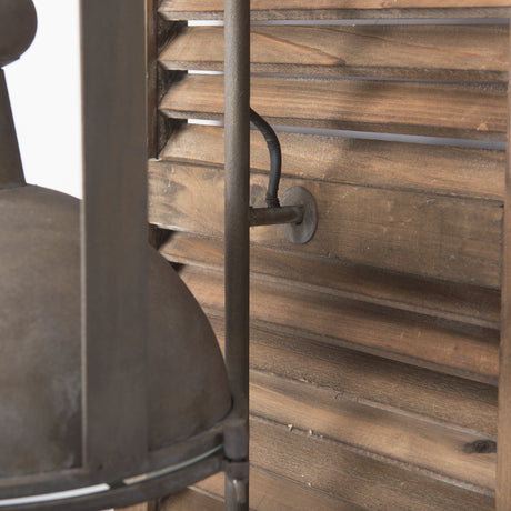 Tiposo 15x53 Brown Wood Slated Body Copper Metal Light Wall Sconce from Mercana - Luna Furniture