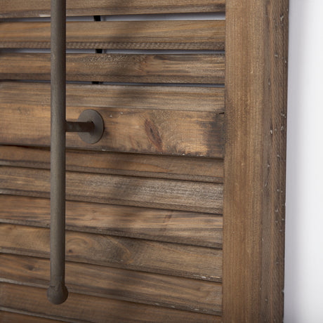Tiposo 15x53 Brown Wood Slated Body Copper Metal Light Wall Sconce from Mercana - Luna Furniture