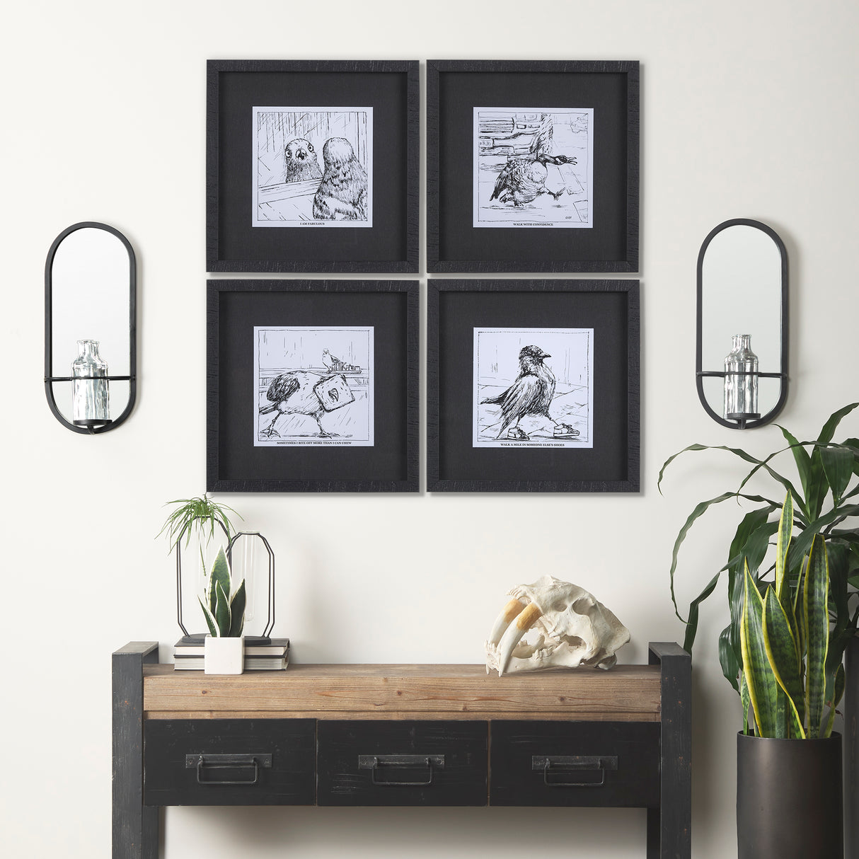 Katherine Wall Mounted Mirror w Glass Bottle for Botanicals or Floral from Mercana - Luna Furniture