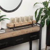 Benk Wood and Black Metal Five Cup Candle Holder from Mercana - Luna Furniture