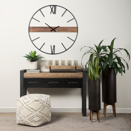 Benk Wood and Black Metal Five Cup Candle Holder from Mercana - Luna Furniture
