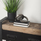 Rafiki Two Blackened Silver Hammered Finish Metal Conjoined Circles from Mercana - Luna Furniture
