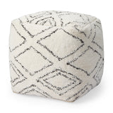 Tapir Beige Cotton Argyle Pattern Square Pouf from Mercana - Luna Furniture