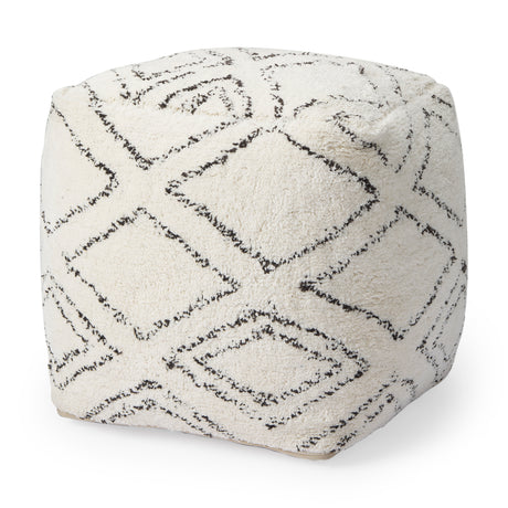 Tapir Beige Cotton Argyle Pattern Square Pouf from Mercana - Luna Furniture