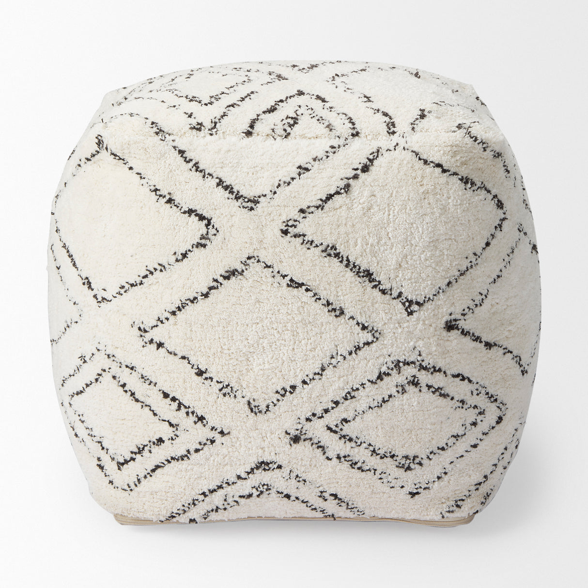 Tapir Beige Cotton Argyle Pattern Square Pouf from Mercana - Luna Furniture