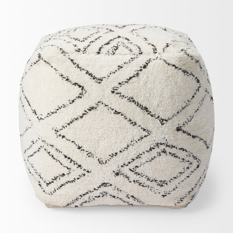 Tapir Beige Cotton Argyle Pattern Square Pouf from Mercana - Luna Furniture