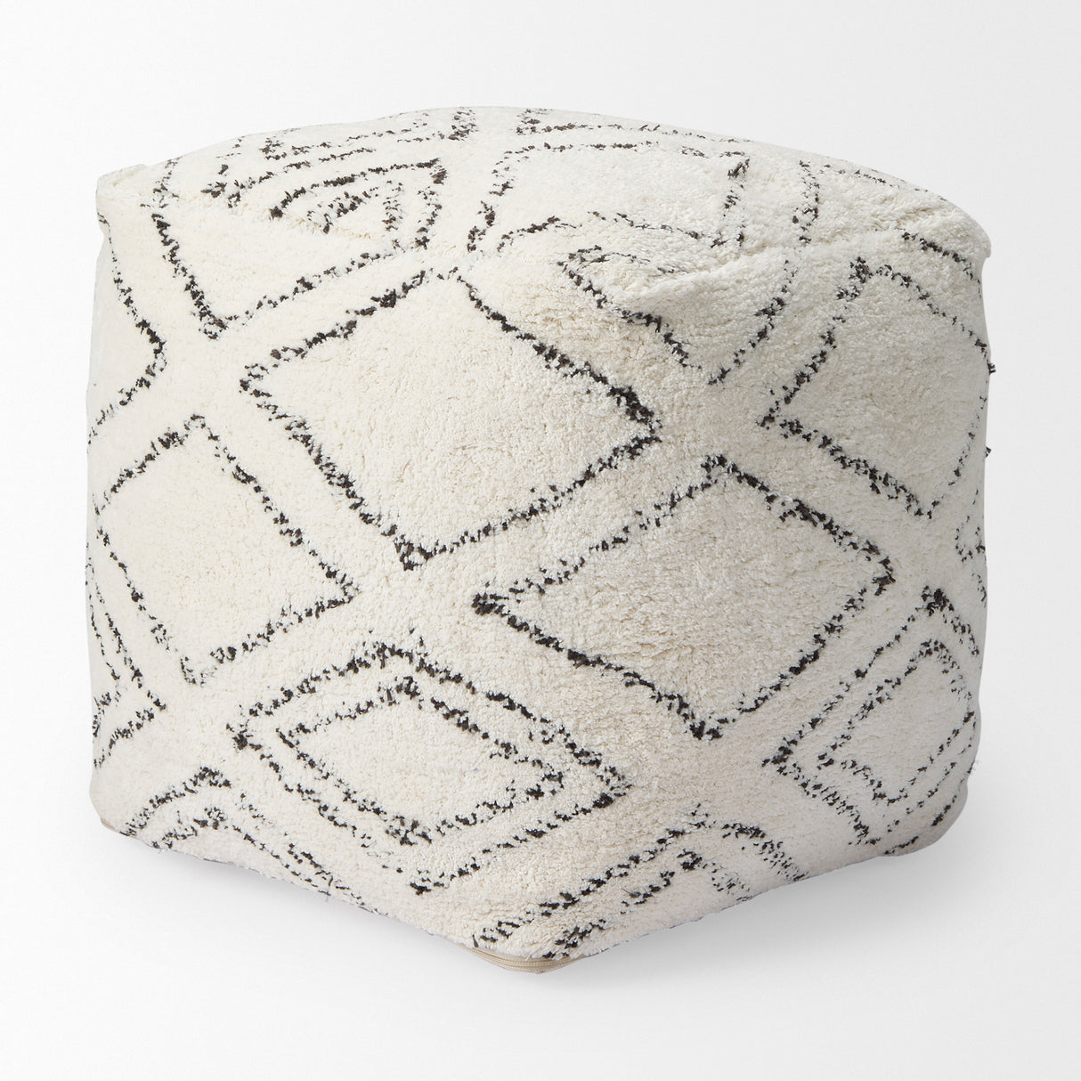 Tapir Beige Cotton Argyle Pattern Square Pouf from Mercana - Luna Furniture