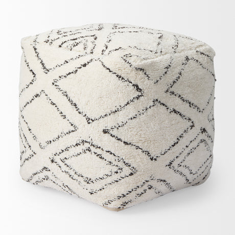 Tapir Beige Cotton Argyle Pattern Square Pouf from Mercana - Luna Furniture