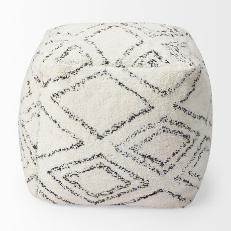 Tapir Beige Cotton Argyle Pattern Square Pouf from Mercana - Luna Furniture
