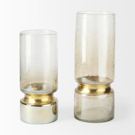 Adriatic I Small Brushed Gold Metal Glass Vase from Mercana - Luna Furniture