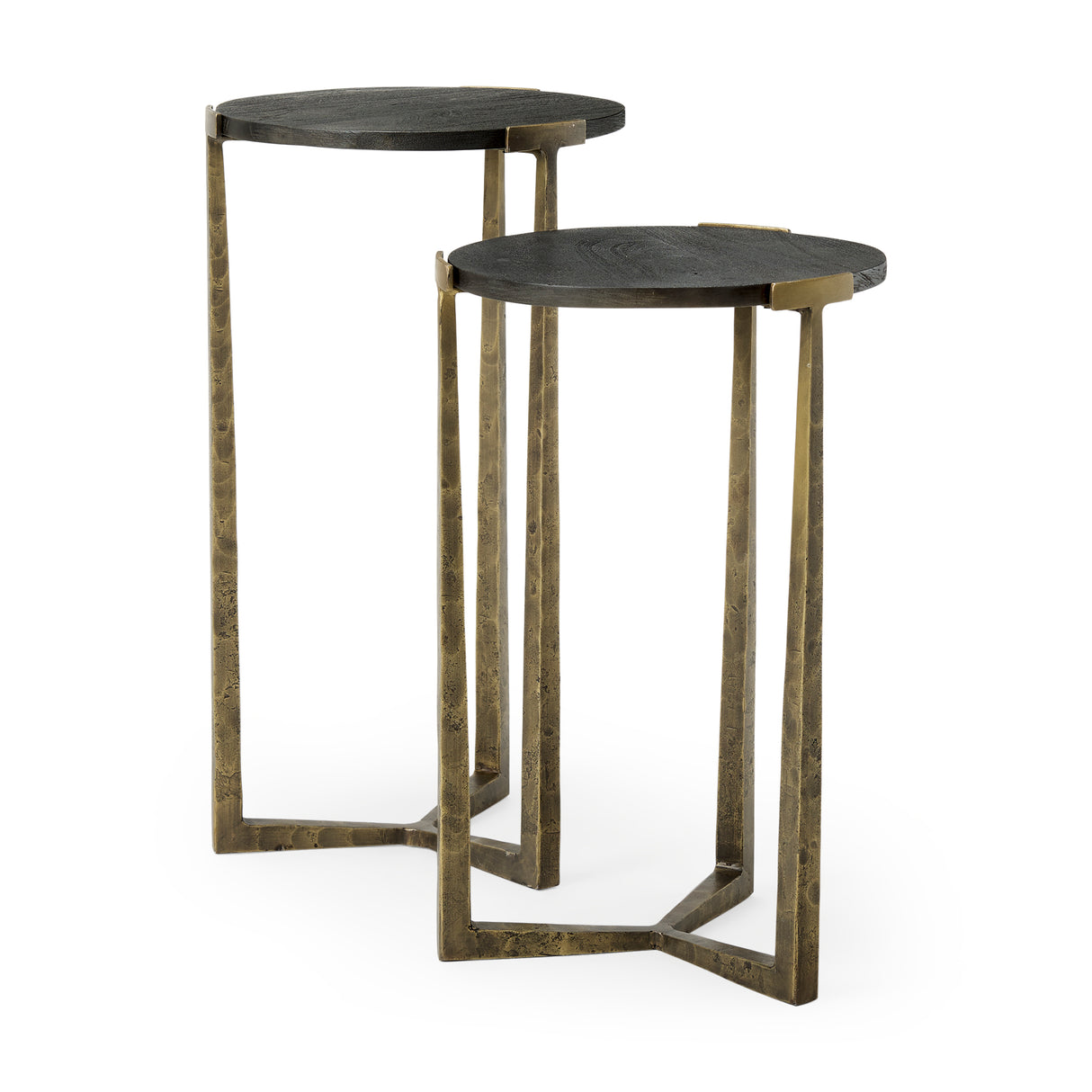 Atticus Black Wood and Antiqued Gold Metal Nesting Accent Tables (Set of 2) from Mercana - Luna Furniture