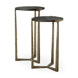 Atticus Black Wood and Antiqued Gold Metal Nesting Accent Tables (Set of 2) from Mercana - Luna Furniture