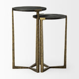 Atticus Black Wood and Antiqued Gold Metal Nesting Accent Tables (Set of 2) from Mercana - Luna Furniture