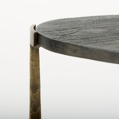 Atticus Black Wood and Antiqued Gold Metal Nesting Accent Tables (Set of 2) from Mercana - Luna Furniture
