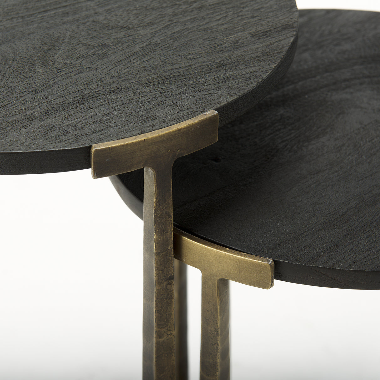 Atticus Black Wood and Antiqued Gold Metal Nesting Accent Tables (Set of 2) from Mercana - Luna Furniture