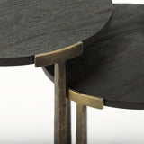 Atticus Black Wood and Antiqued Gold Metal Nesting Accent Tables (Set of 2) from Mercana - Luna Furniture