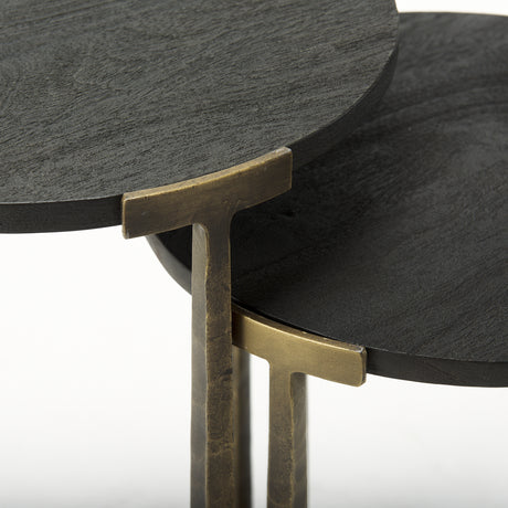 Atticus Black Wood and Antiqued Gold Metal Nesting Accent Tables (Set of 2) from Mercana - Luna Furniture