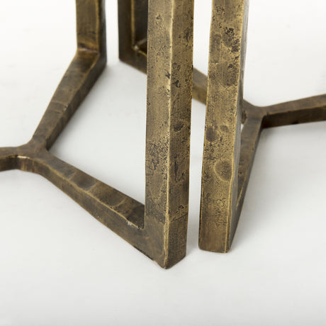 Atticus Black Wood and Antiqued Gold Metal Nesting Accent Tables (Set of 2) from Mercana - Luna Furniture