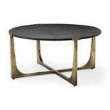 Atticus Black Wood and Antiqued Gold Metal Coffee Table from Mercana - Luna Furniture