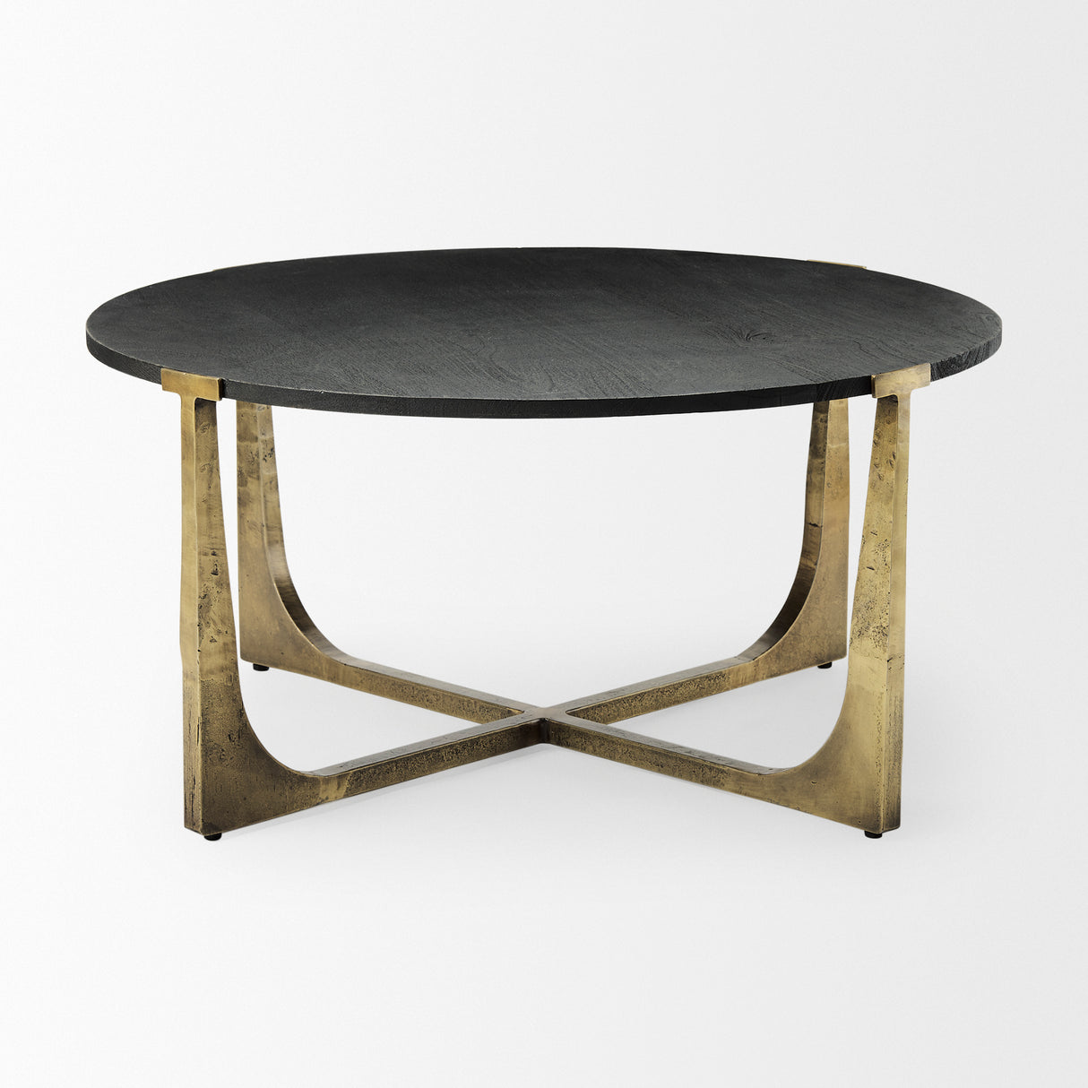 Atticus Black Wood and Antiqued Gold Metal Coffee Table from Mercana - Luna Furniture