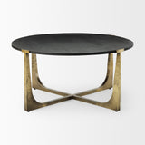Atticus Black Wood and Antiqued Gold Metal Coffee Table from Mercana - Luna Furniture