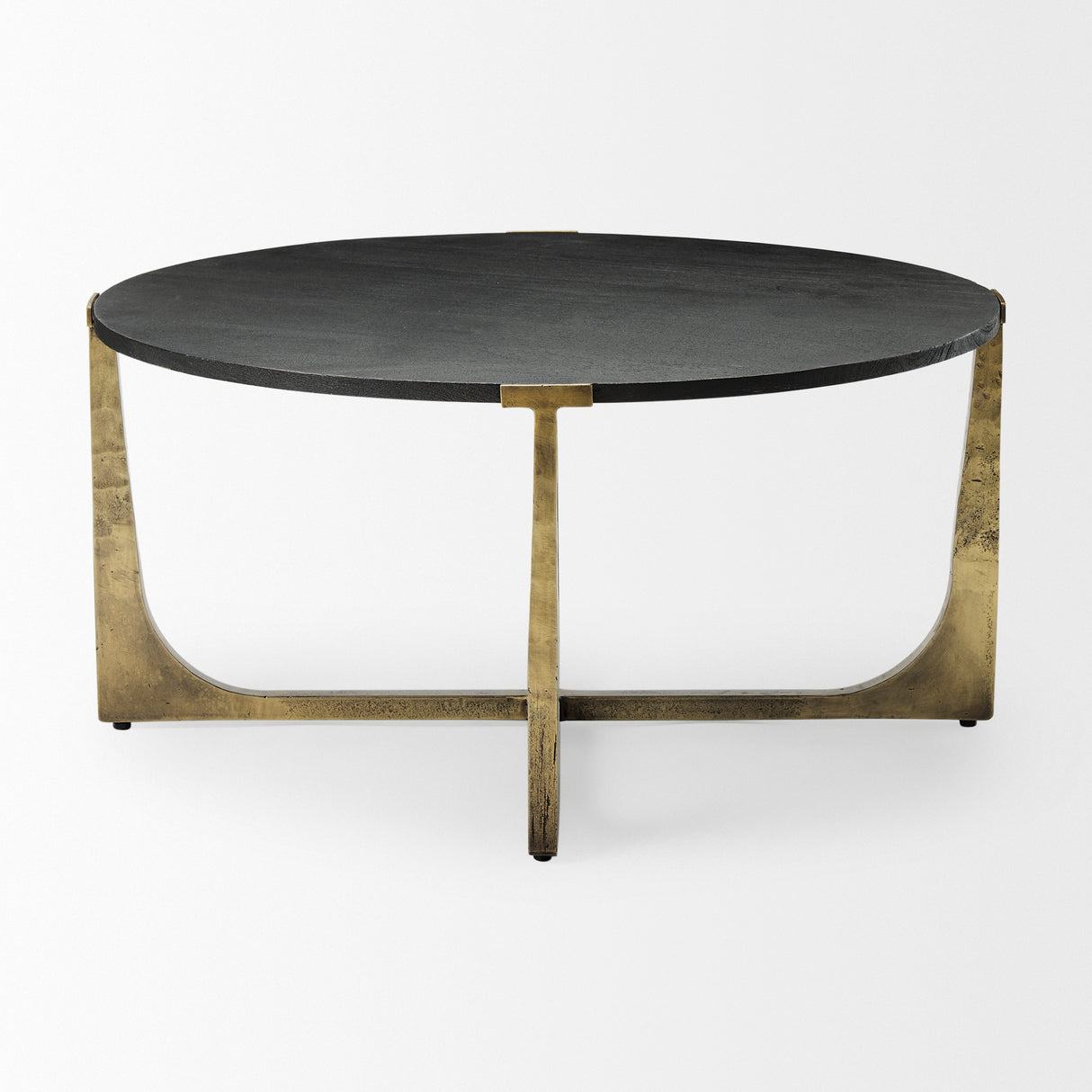 Atticus Black Wood and Antiqued Gold Metal Coffee Table from Mercana - Luna Furniture