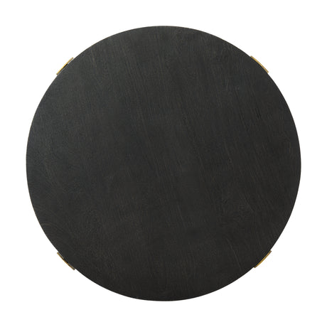 Atticus Black Wood and Antiqued Gold Metal Coffee Table from Mercana - Luna Furniture