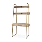 Cordell 42.0L x 25.0W x 78.0H Light Brown Wood W/Gold Metal Office Desk from Mercana - Luna Furniture