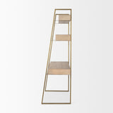 Cordell 42.0L x 25.0W x 78.0H Light Brown Wood W/Gold Metal Office Desk from Mercana - Luna Furniture