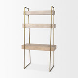Cordell 42.0L x 25.0W x 78.0H Light Brown Wood W/Gold Metal Office Desk from Mercana - Luna Furniture